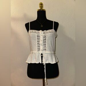 O'Neill White Lace Button-Up Blouse